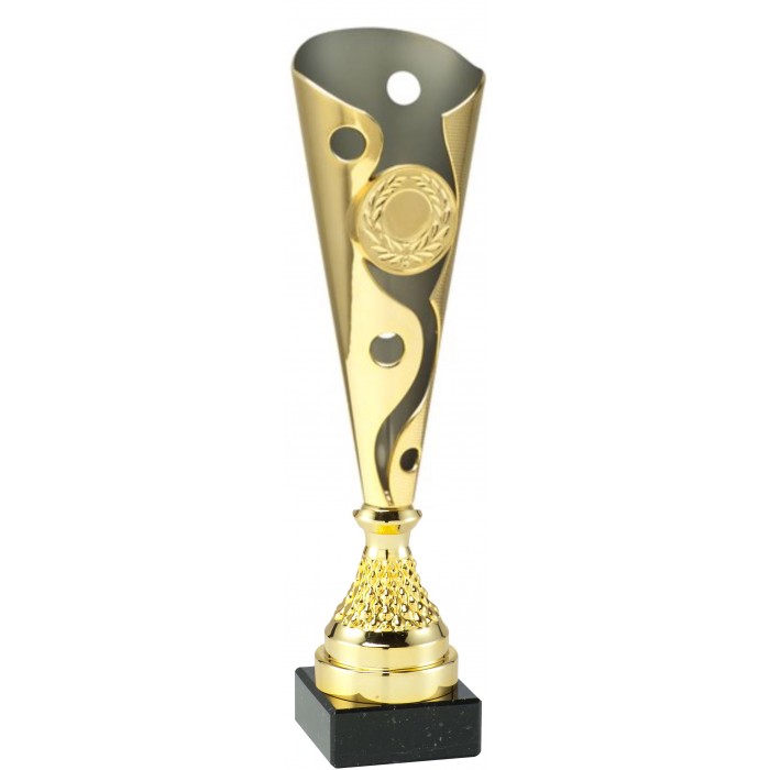 GOLD CONICAL PLASTIC TROPHY CUP - WITH CHOICE OF SPORTS CENTRE